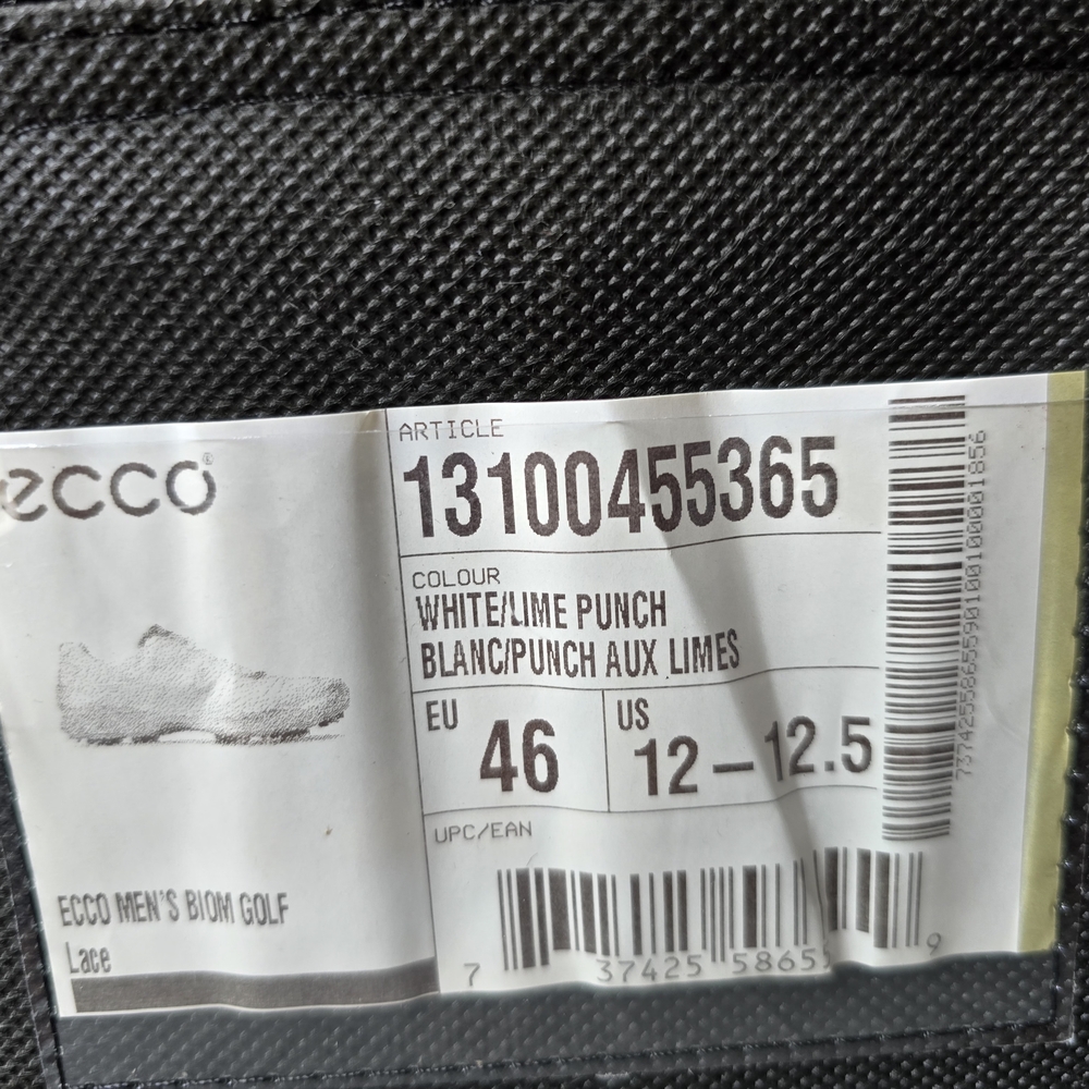 Ecco Biom Golf Shoes - White and Lime Punch